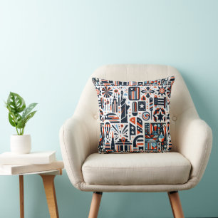4th of July Generative Pattern Throw Pillow