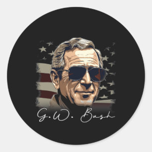 4th Of July George W. Bush President Portrait Patr Classic Round Sticker