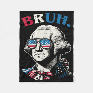 4th Of July George Washington Bruh Usa Meme Men Wo Fleece Blanket