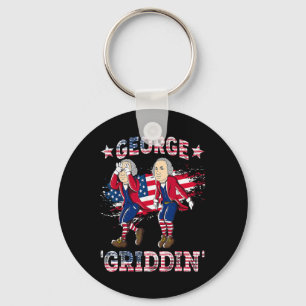 4th Of July George Washington Griddy George Griddi Keychain