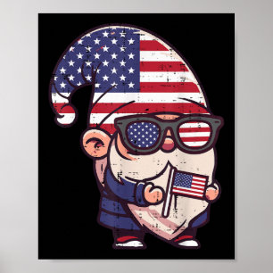 4th Of July Gnome Usa Flag Independence Men Women Poster