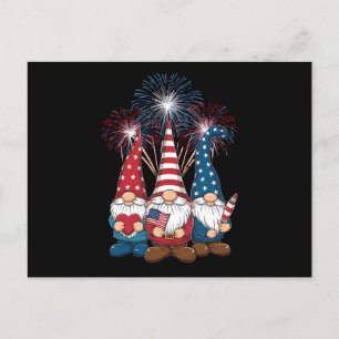 4th of July Gnomes Funny Patriotic USA Flag Postcard