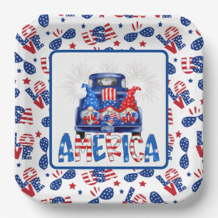 4th Of July Gnomes Paper Plate