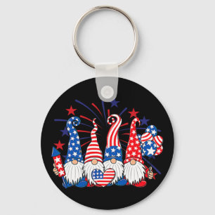4th Of July Gnomes Patriotic American Flag Cute Gn Keychain