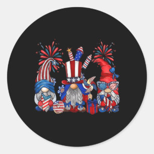 4th Of July Gnomes Patriotic Funny Independence Classic Round Sticker