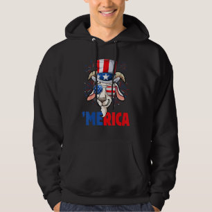 4th of July Goat Men Women USA Flag Goat Hoodie