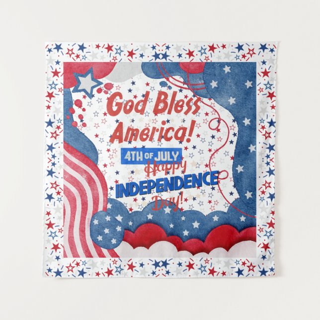 4th of July, God Bless America Tapestry (Front)