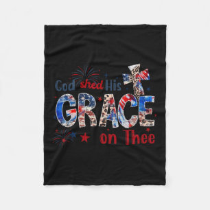 4th Of July God Shed His Grace On Thee 4th Of July Fleece Blanket