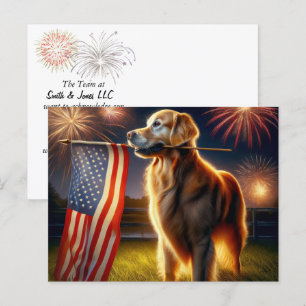 4th Of July Golden Retriever Postcard