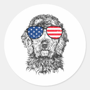 4th Of July Goldendoodle Doodle Dog Patriotic Usa  Classic Round Sticker