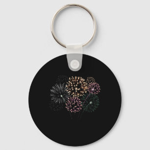 4th Of July Grand Finale Firework Show Red White B Keychain