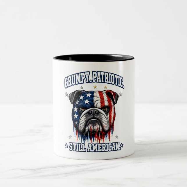 4th Of July Grumpy Patriotic Bulldog Coffee Mug (Center)