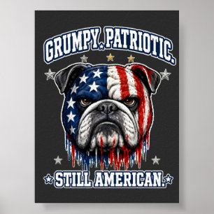 4th Of July Grumpy Patriotic Bulldog Poster