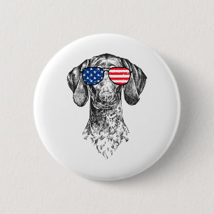 4th Of July Gsp Dog Patriotic Usa Sungles American 2 Inch Round Button