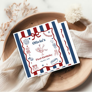 4th of July Hand Drawn Birthday Party Napkins