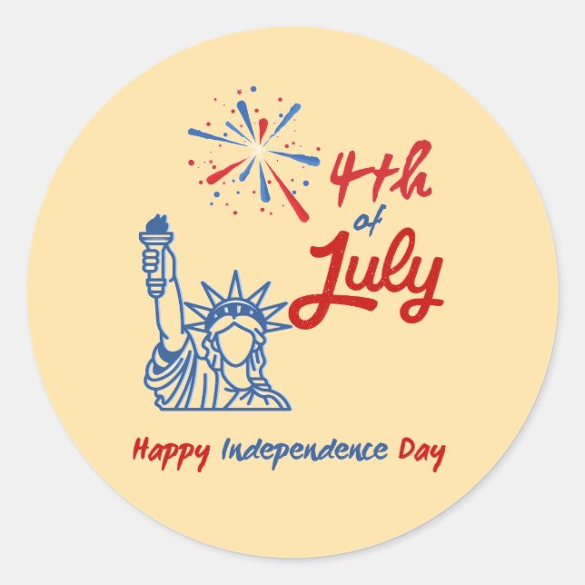 4th of July-Happy Independence Day Round Sticker (Front)