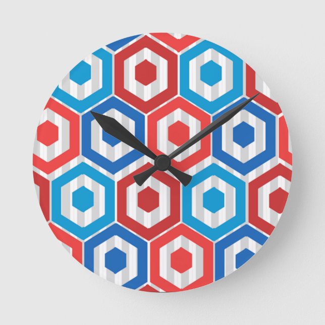 4th of July Hexagon Round Clock (Front)