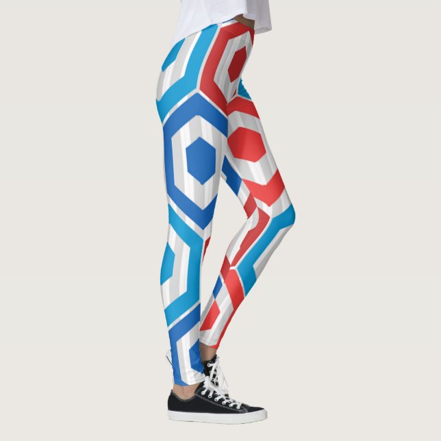 4th of July Hexagons  Leggings (Right)