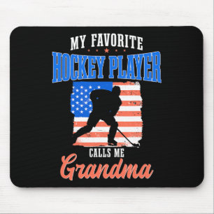 4th Of July Hockey Grandma American Flag Grandpare Mouse Pad