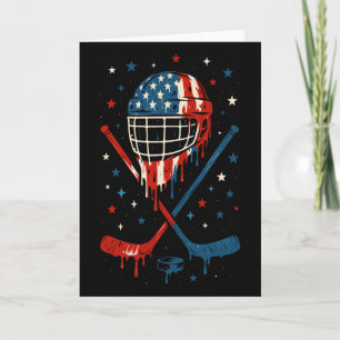 4th Of July Hockey Ice Cream Drip Helmet Sticks Us Card