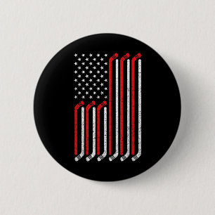 4th Of July Hockey Stick Usa Flag Patriotic Hockey 2 Inch Round Button