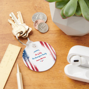 4th of July Holiday Family BBQ Party Keychain