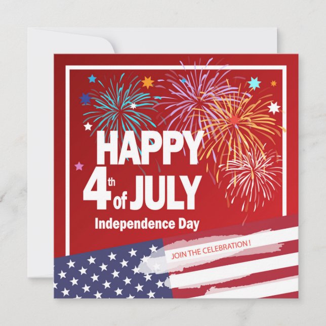 4th of July Holiday Independence Day Personalize Invitation (Front)