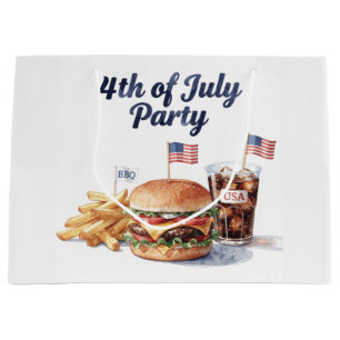 4th of July Hotdog BBQ Party  Large Gift Bag