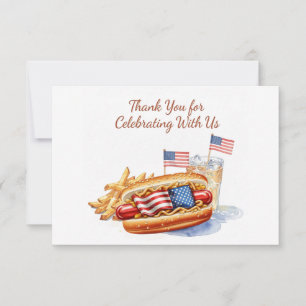 4th of July Hotdog BBQ Thank You Card
