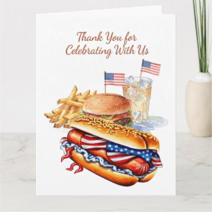 4th of July Hotdog BBQ Thank You Card