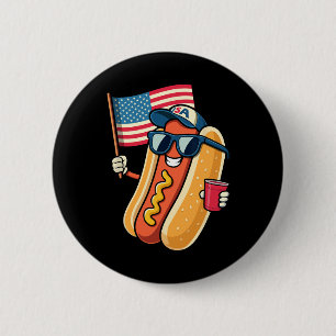 4th Of July Hotdog Funny Fourth Of July Patriotic 2 Inch Round Button