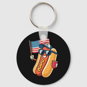 4th Of July Hotdog Funny Fourth Of July Patriotic  Keychain