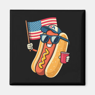 4th Of July Hotdog Funny Fourth Of July Patriotic  Magnet