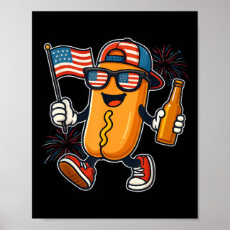 4th Of July Hotdog Funny Fourth Of July Patriotic Poster