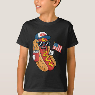 4th Of July Hotdog Funny Patriotic Usa Flag Fourth T-Shirt