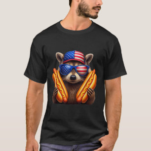 4th Of July Hotdog Funny Raccoon Patriotic Cute Us T-Shirt