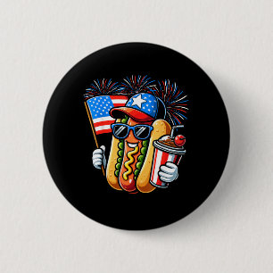 4th of July Hotdog Independence Day Patriotic 2 Inch Round Button