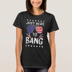 4th Of July I m Just Here To Bang USA Flag Sunglas T-Shirt