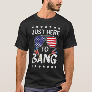 4th Of July I m Just Here To Bang USA Flag Sunglas T-Shirt