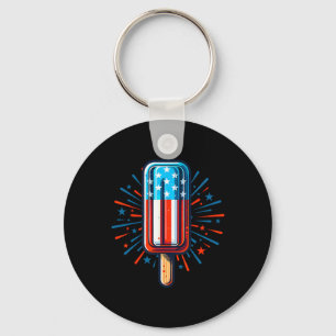 4th Of July Ice Cream American Flag Patriotic Summ Keychain