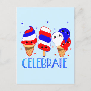4th of July Ice Cream Celebrate Independence Day  Postcard