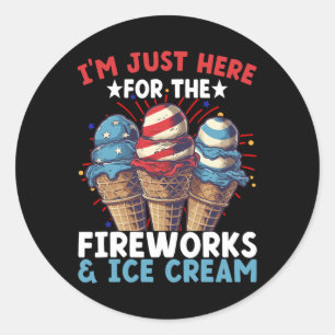 4th Of July Ice Cream Patriotic Ice Cream  Classic Round Sticker