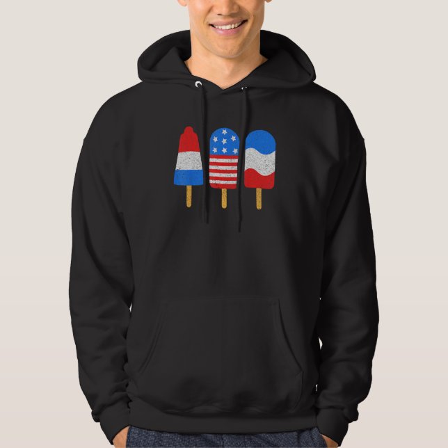 4th Of July Ice Pops Red White Blue American Flag  Hoodie (Front)