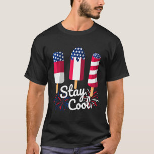 4th Of July Ice Pops Red White Blue American Flag T-Shirt