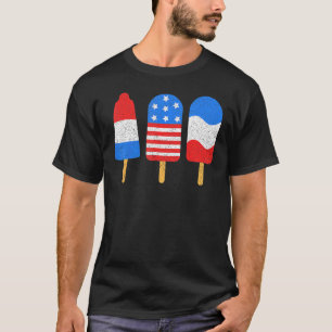 4th Of July Ice Pops Red White Blue American Flag T-Shirt