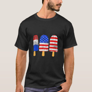 4th Of July Ice Pops Red White Blue American Flag T-Shirt