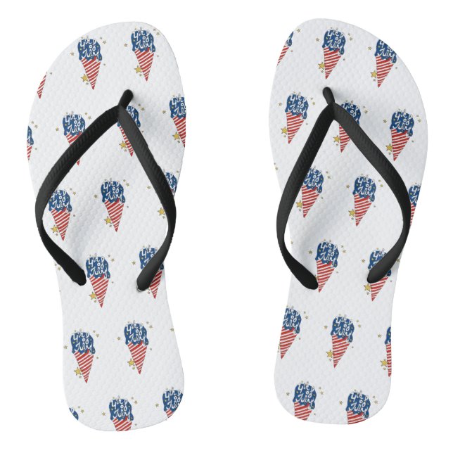 4th of July illustration 4th of July Independence  Flip Flops (Footbed)