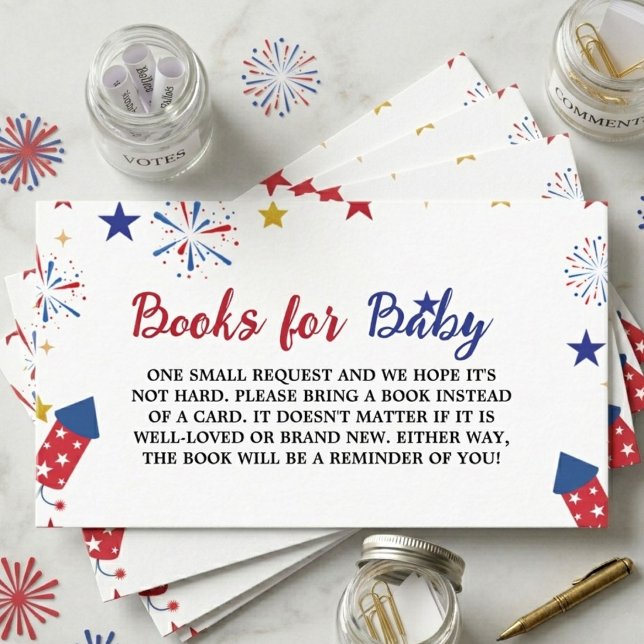 4th of July Independence Baby Shower Book Request  Enclosure Card (Creator Uploaded)