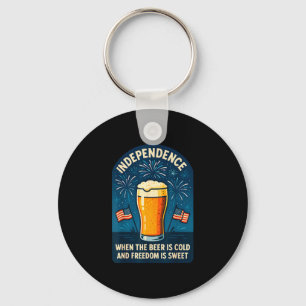 4th of july independence beer freedom keychain