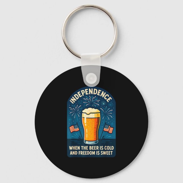 4th of july independence beer freedom  keychain (Front)